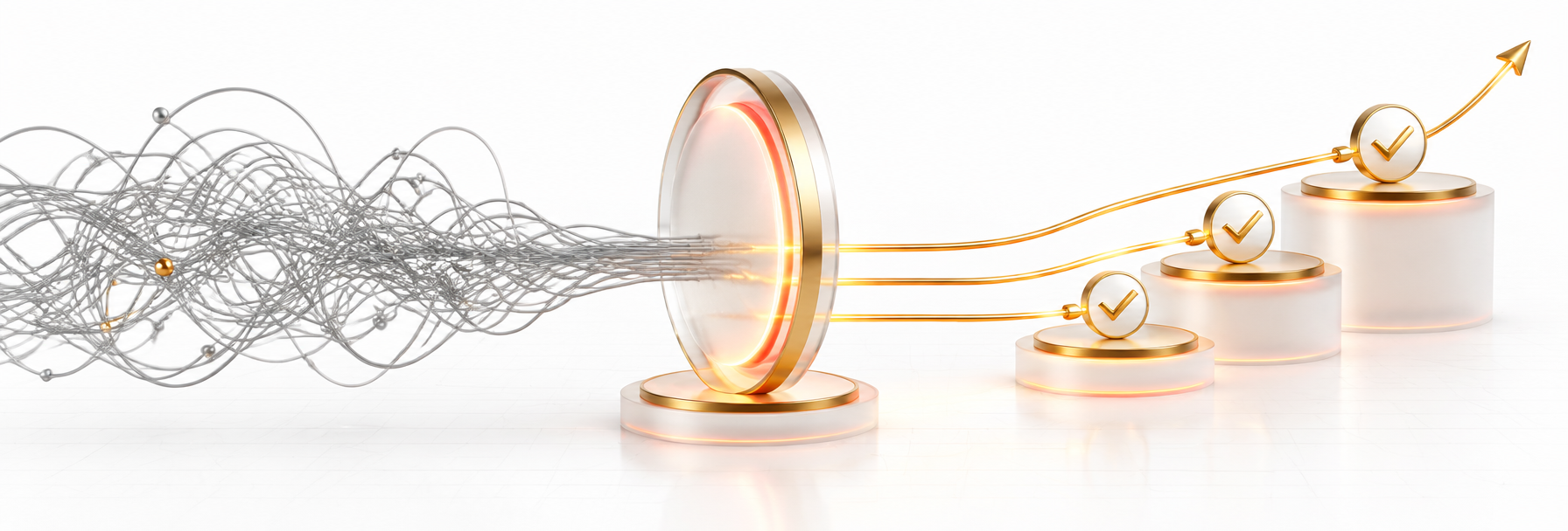 Abstract illustration showing complex technology becoming clearer and more structured